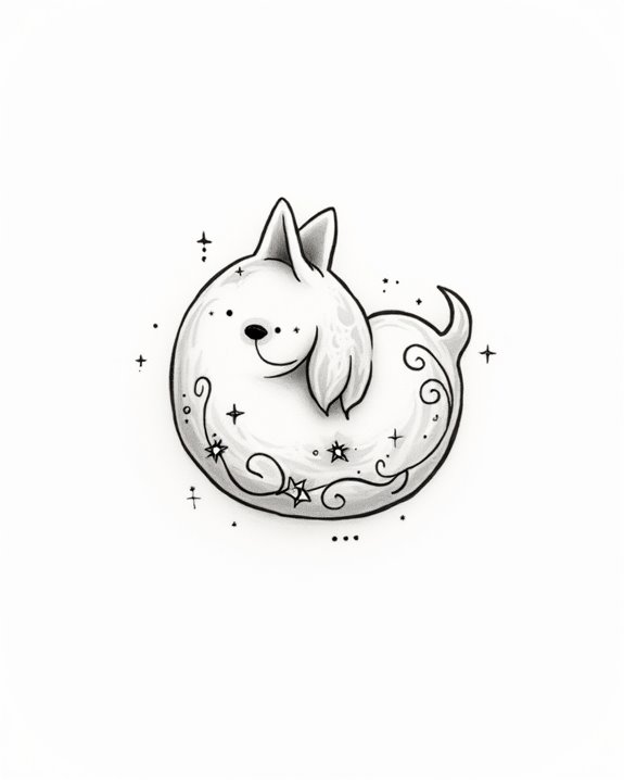 whimsical tiny dog tattoo
