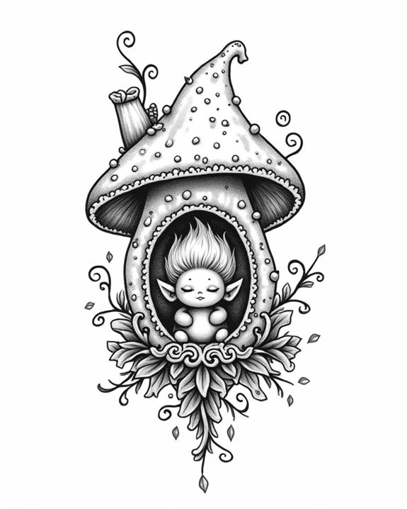 whimsical tiny mushroom home