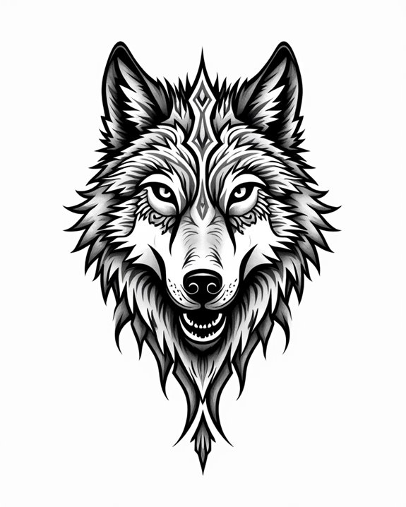 wild geometric wolf tattoos
