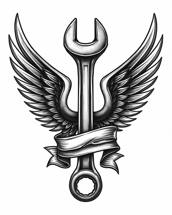 wrench with wings symbol